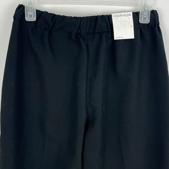 Calvin Klein Crepe Dress Pants Size 0 Black Elastic Waist Inseam 26in Rise 9.5in - Picture 7 of 9